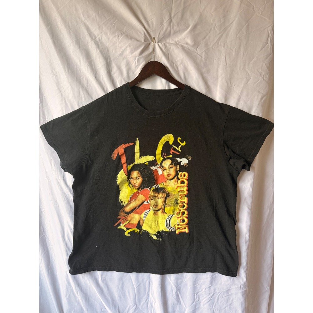 TLC No Scrubs Graphic T-Shirt Black 90s RB Band Tee Short Sleeve Crew Neck